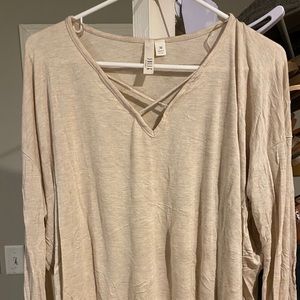 Jolie Knit Criss-Cross Top in Oatmeal
